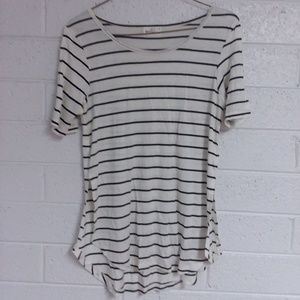 White and Black Striped High Low Top